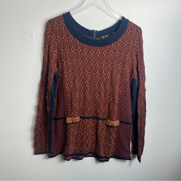 Nic Zoe Paisley print cotton blend Sweater size lage 1722 - Picture 1 of 3